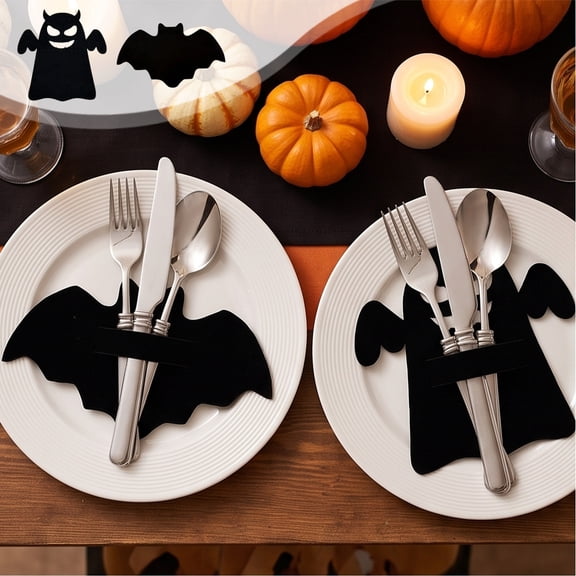 Halloween Ghost Felt Placemat, Non Slip Heat Resistant Dining Table Mat, Washable Reusable Flatware Mat for Kitchen Party Decor, Lazyguy