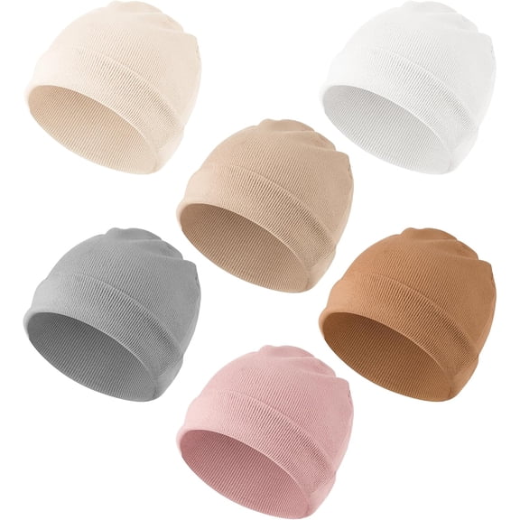 Konexial 6 Pack Baby Beanie Hats for Newborn Infant Girls Boys, 0-24 Months