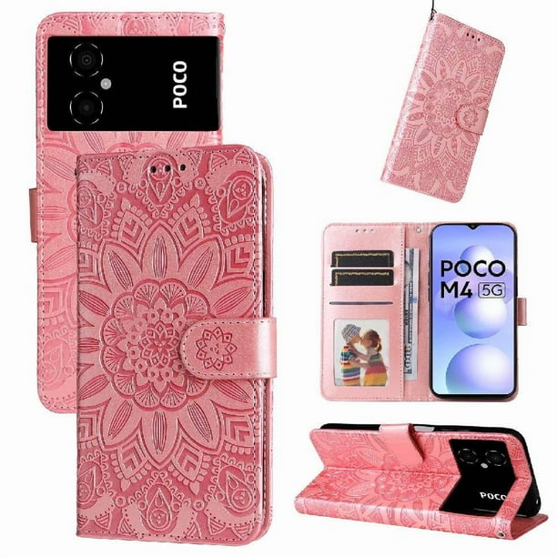 Funda tipo cartera GANGXUN para Xiaomi Poco M4 5G , diseño girasol, cuero PU, soporte, cierre magnético, tarjetero