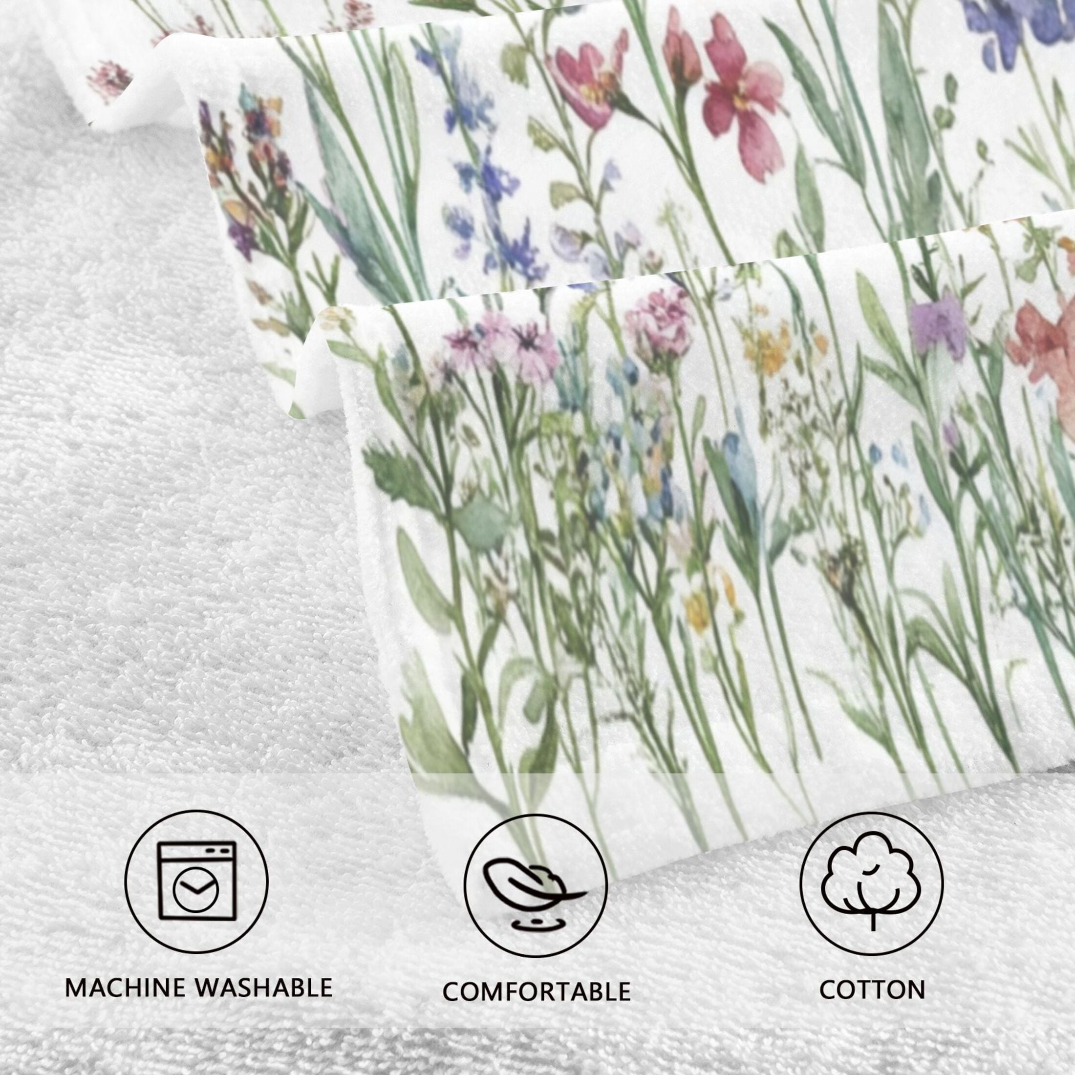 Cotton Towel Two-Piece 16x28 Inch One Sizex2 Face Towel Set Towel Set Cotton Hand Bath Towel Bathroom Beach Watercolor Red Flower