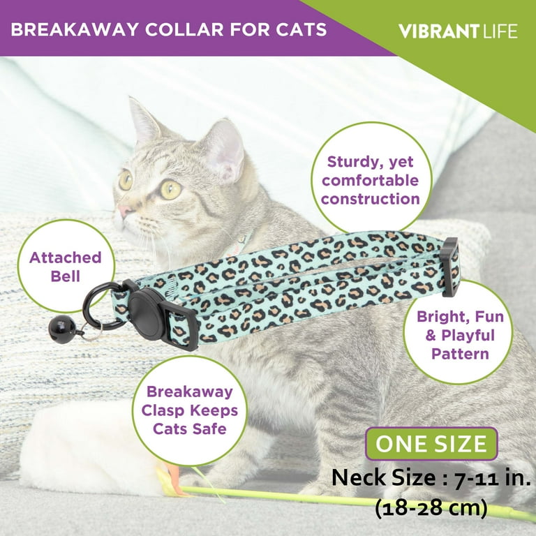 Vibrant Life 2-Pack Wide Cat Collar, Black with Silver Dots