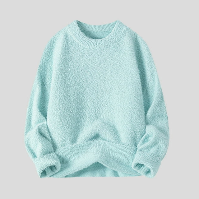 pstuiky camisetas de manga larga para hombre, Camisa de cuello redondo cálida con intensificación de color sólido a la moda para hombre Tops de talla grande para hombre xxxl