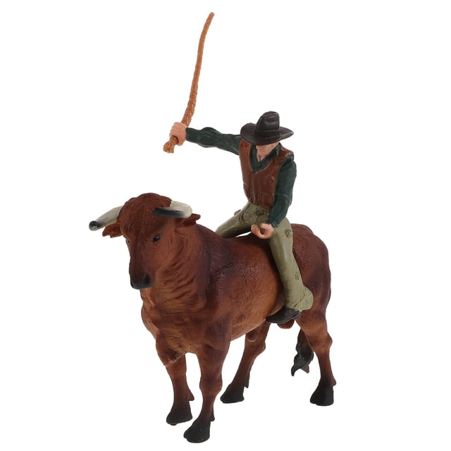 1 juego de escultura de vaquero de escritorio, figuritas de vaquero del Salvaje Oeste falsas, modelo de juguetes de granja, juego de figuras de acción de vaquero