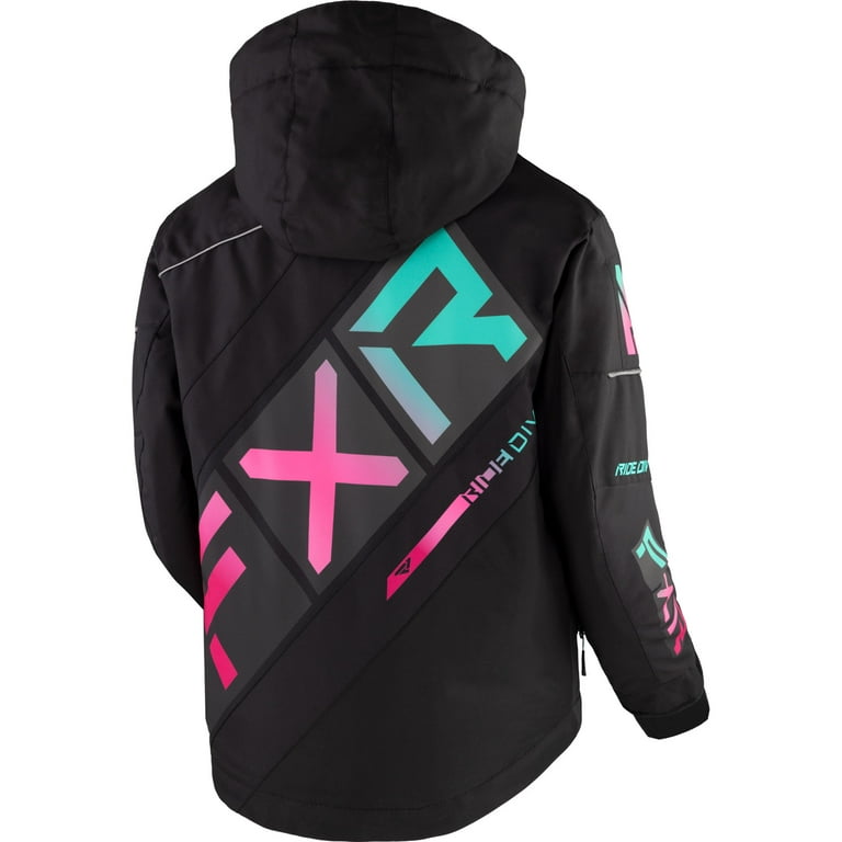 FXR Child CX Snowmobile Jacket HydrX Winter YKK Black Mint-Electric Pink  Fade - 6 230410-1054-06