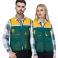 thumbnail image 1 of TOPTIE Reflective Working Vest with 4 Pockets Color Block Zipper Front High Visibility with Reflective Strips-Green-XL, 1 of 6