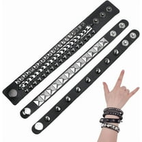 Imitation Leather Punk Bracelets for Men Women Goth Chain 80s Wristband Necklace Black DIY
