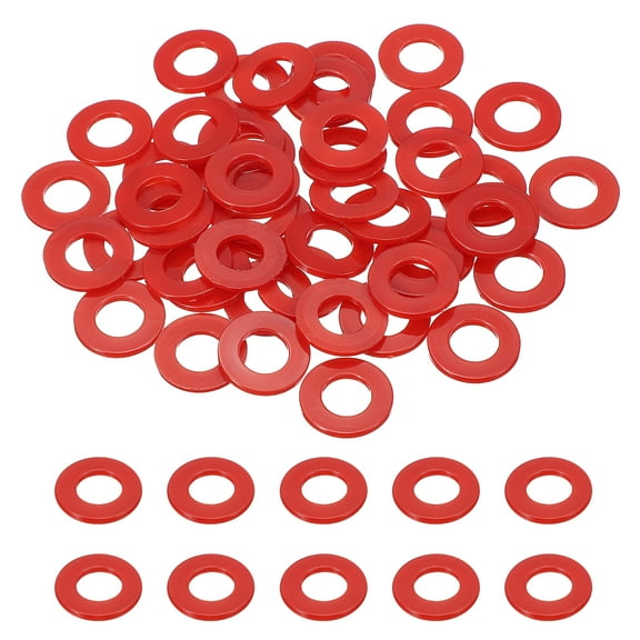 50 Pcs Nylon Flat Washers 12mm ID 24mm OD 2mm Thick Plain Washer Grommets Plastic Sheet Gasket Fastener Sealing Spacer Gasket Ring, Red