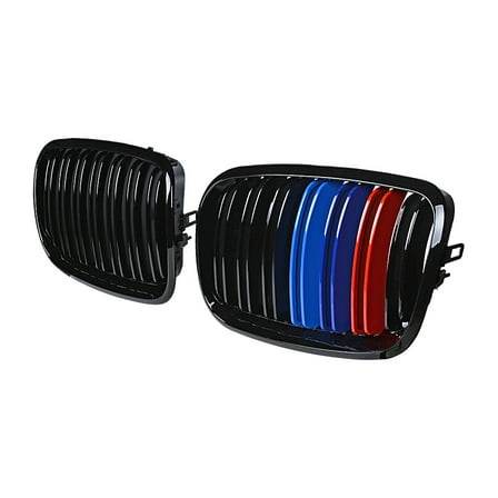 Astra Depot Glossy Black M-Color Front Bumper Kidney Grille Dual Slats Fit 2007-2013 BMW X5 X6 E70 E71