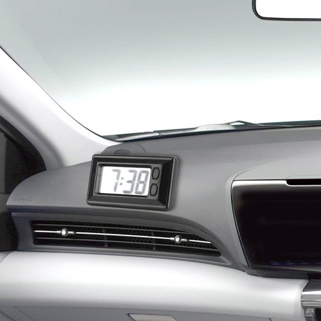 Reloj digital, batería de reloj LED para coche, pantalla de calendario de pared pequeña, minidecoración adhesiva para vehículo para mesa de hogar, escritorio de salpicadero LingWen 8390611458478