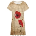 thumbnail image 3 of Poppy Artwork Dress Fashion Beach Short Sleeve Dresses Female Party Printed Sundress, 3 of 7
