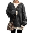 thumbnail image 4 of Suéter europeo y americano Suéter de punto con patrón de cáñamo para mujer Suéter de punto casual Suéter, 4 of 5