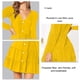 thumbnail image 3 of Vestido Aline con cuello en V Transpirable Agradable para la piel Color puro Fibra de poliéster Pliegue Vestido de manga larga para ir de compras La vida diaria Amarillo M, 3 of 4