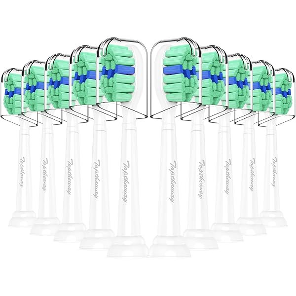 wonima02 Toptheway Toothbrush Replacement Heads Compatible with Philips Sonicare C1 C2 G2 ProtectiveClean 4100 5100 5300 DiamondClean and Most Phillips Sonicare Click-on Electric Toothbrushes, 10 Pack