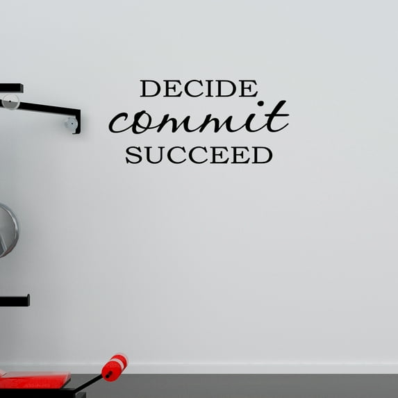 Empresal Decide Commit Succeed Fitness Motivation Wall Decal Home Gym Decor Black 28"Hx13"W DP564