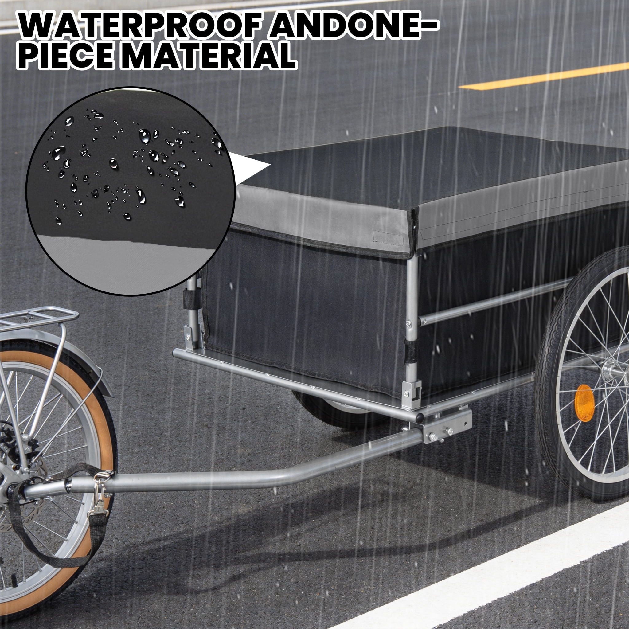 Foldable Bicycle Cargo Trailer, 20" Wheels, Removable Cover, Folding Frame Quick Release, 120LBS Load for Luggage/Tools/Groceries