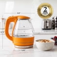 thumbnail image 6 of OVENTE 1.5L Glass Electric Kettle Water Boiler, Orange KG83O, Fast Boiling, Borosilicate Glass, BPA-Free, Blue LED, Auto Shut-Off, Boil-Dry Protection, Removable Filter, 360° Base, 1100W, 6 of 8