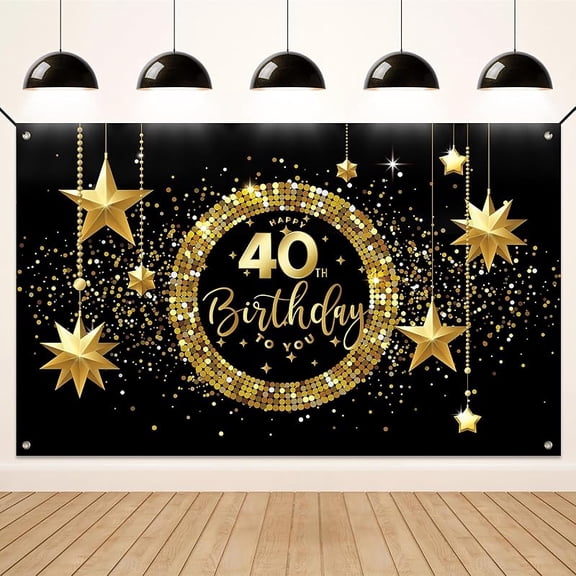 Happy 40th Birthday Banner, 40th Birthday Decorations, Indoor/Outdoor Party Backdrop