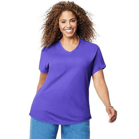 Cw Jersey - 78715643157 Cotton Jersey Short-Sleeve V-Neck Womens Tee Shirt - WH, 3X