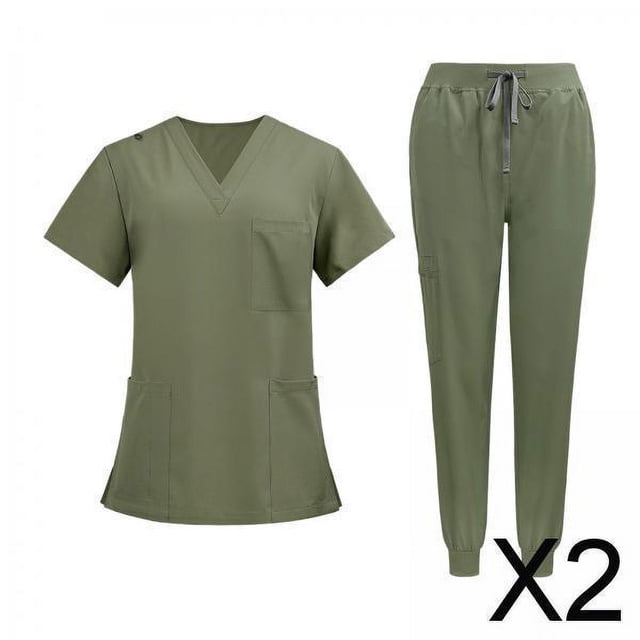 2x Conjunto De Uniforme De Enfermería, Camiseta De Manga Corta Y Pantalones De Enfermera Para Peluquero De Mascotas