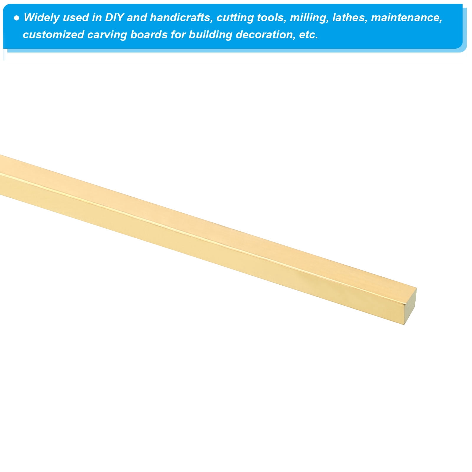 Unique Bargains Brass Square Bar Solid Flat Mill Stock for Crafting 0.3Mx0.6mmx0.6mm
