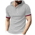 thumbnail image 1 of Birdeem Chemise pour Hommes, Manches Courtes, à Capuche, Décontractée, Sportive, 1 of 12