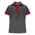 thumbnail image 3 of Shirts For Men Qiggri Men's Casual Fashion Solid Color Lapel Top T-shirt Short Sleeved Round Neck Top/Shirt Mens Shirts Casual, 3 of 5