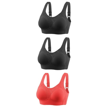 Wireless Push up Bras Women Full-Coverage Bra Feature V-Neck Strapless Bra Style W-1029 Hook and Eye Closure High Support Sports Bras Black XL