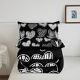 thumbnail image 5 of Heart Full Down Comforter Black Love Heart Bedding Sets,Geometric Line Decor Comforter Set Cute Heart Bed Set Teens, 5 of 7