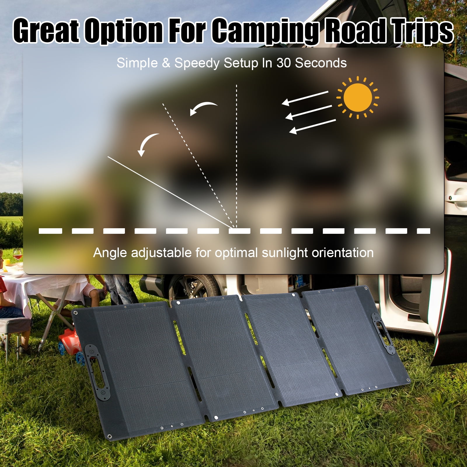 100 Watt Portable Solar Panel for Power Station, Foldable Solar Charger Waterproof IP67 for Home, RV, Boat, Outdoor, Camping, off Grid System