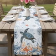 thumbnail image 4 of Sea Turtle Coastal Table Runner 70 Inches, Summer Coral Starfish Nautical Blue Bed Runner Dresser Scarves Tabletop for Indoor Outdoor Parties/Ceremony/Banquet, 13" x 70", 4 of 9
