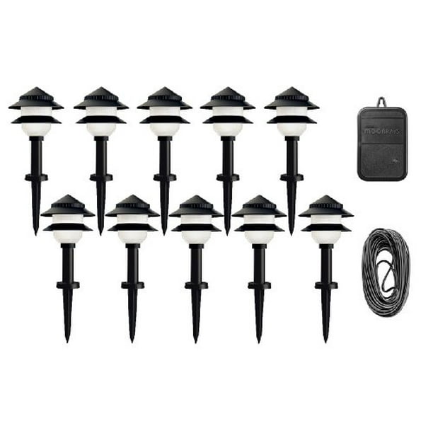 Moonrays 95534 10Fixture LowVoltage Plastic Lighting Kit, Black