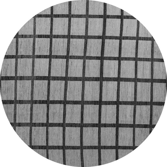 Ahgly Company Indoor Round Checkered Gray Modern Area Rugs, 3' Round