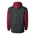 thumbnail image 3 of Independent Trading Co. Heavyweight Hooded Sweatshirt IND4000 Charcoal Heather/ Currant M, 3 of 5