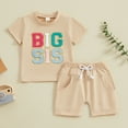 thumbnail image 2 of Bagilaanoe 2pcs Toddler Baby Boy Shorts Set Short Sleeve Letter Embroidery T Shirt Tops + Shorts 12M 18M 24M 3T 4T 5T Kids Casual Summer Clothes, 2 of 9