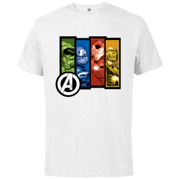 Marvel Avengers Four Heroes Four Colors - Short Sleeve Cotton T-Shirt for  Adults - Customized-Red