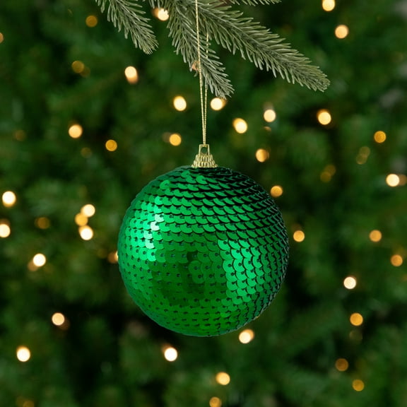 Northlight 3" Green Sequin Shatterproof Ball Christmas Ornament