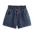 thumbnail image 2 of XEGLSBU Girls Jean Shorts Denim Girls' Summer Denim Shorts with Bow Design Lightweight & Casual (c-Dark Blue Size 4-5 Years), 2 of 8