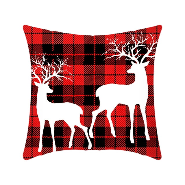 TIMIFIS Décorations de Noël Housse de Coussin Housse de Coussin de Noël, Décoration Intérieure de Noël, Coussin de Noël, Housse de Coussin, Père Noël Flocon de Neige de Noël Décoration Maison Coussin en Lin