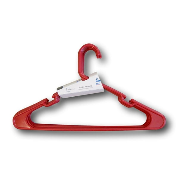 Mainstays Red Plastic Hangers, 10 Count