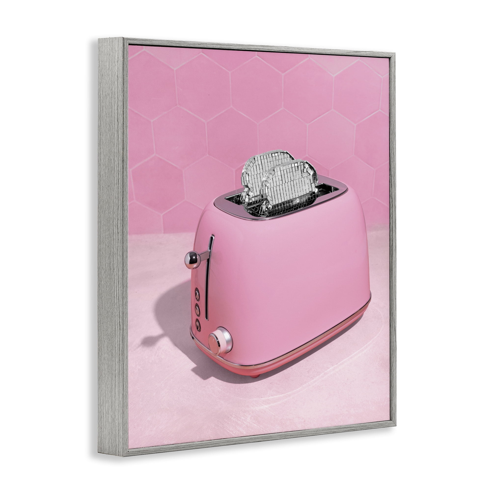 Stupell Industries Disco Toaster over Pink Gray Framed Giclee Art, design by LISH Creative