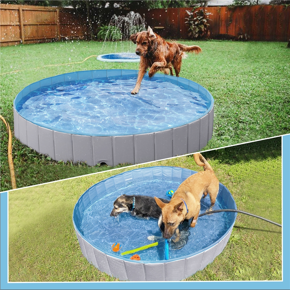 Alden Design Foldable Pet Swimming Pool Wash Tub for Cats and Dogs, Gray, XX-Large, 63" - image 12 of 12