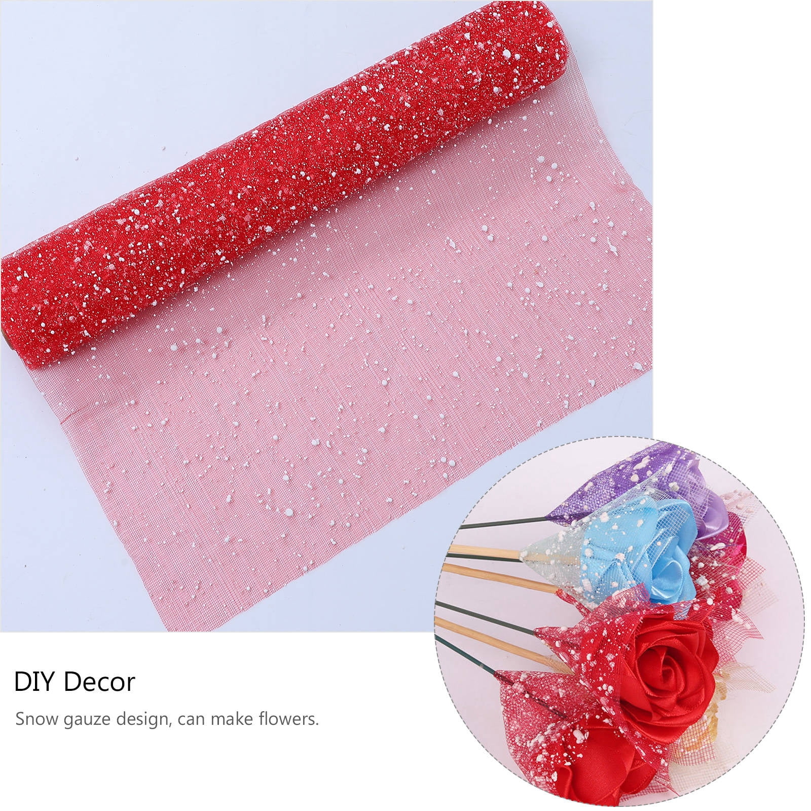 HONMEET Red Bouquet Wrapping Material Yarn Snow Gauze for Flower Decoration and Packaging 10.5x10.5 Inches