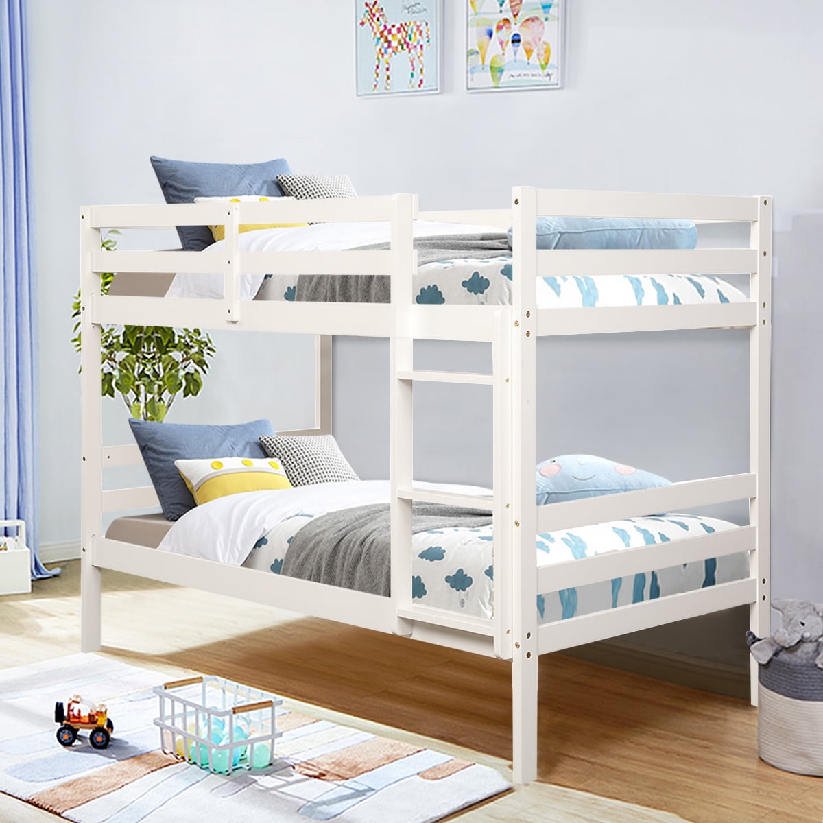 Details about   Twin Over Wood Bunk Beds W/Ladder & Safety Rail Pine Wood Bunk Bed Espresso 