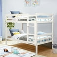 thumbnail image 2 of Costway Twin Over Twin Wood Bunk Beds Ladder Safety Rail White, 2 of 12