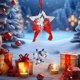 thumbnail image 1 of Fiudx Liquidación de ofertas flash Colgante de campana de Navidad, dorado, plateado, con estrella roja de cinco puntas, ángel y campana, accesorios para árbol de Navidad, 1 of 6