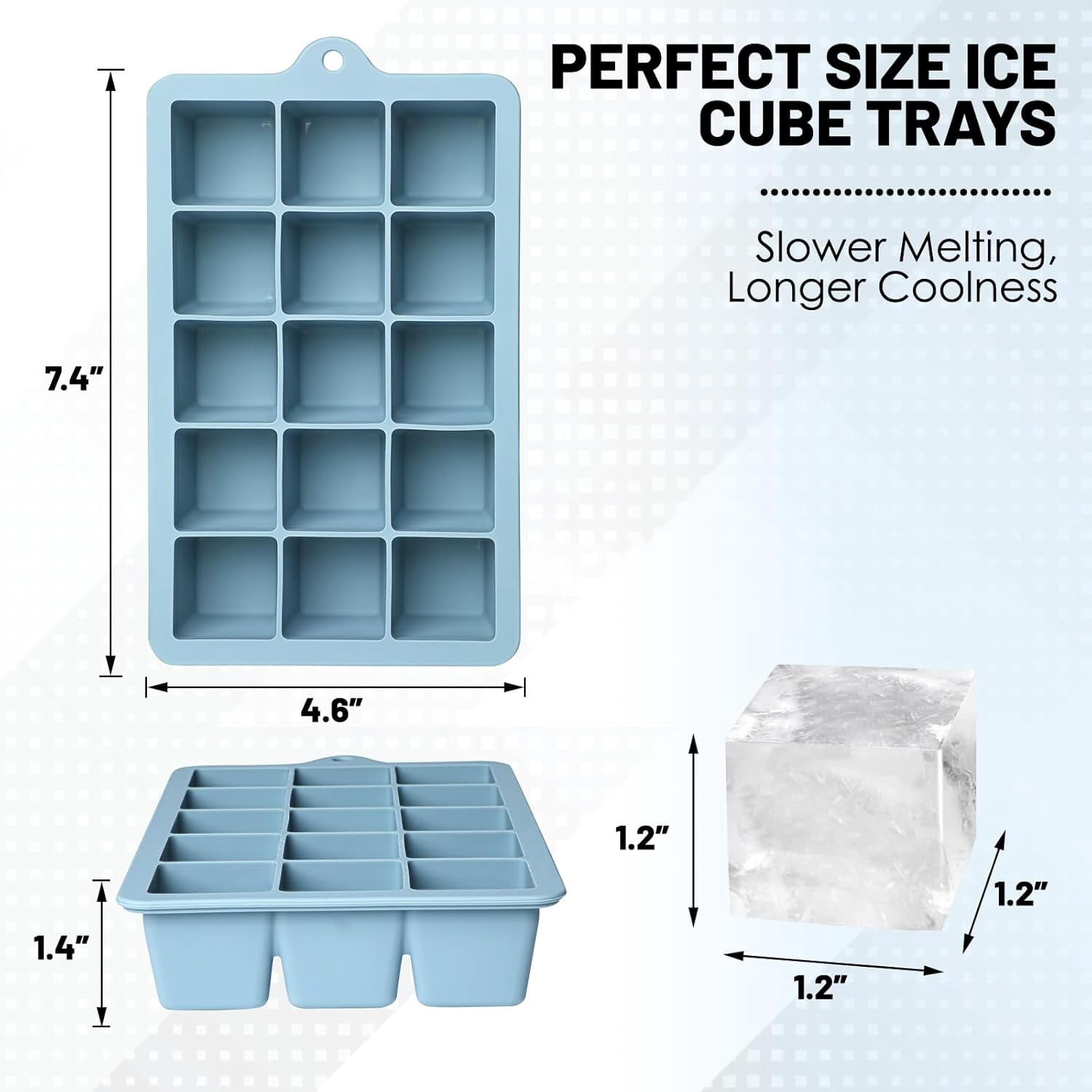 Silicone Ice Cube Trays 3Packs, Easy Release Ice Cube Molds with Lid, Freezer Stackable Ice Maker for Whiskey, Baby Food, BPA Free (3, Blue+Green+Yellow)