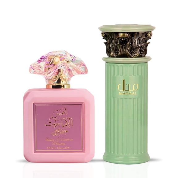 Pink Blush & Manaal Eau de Parfum Sprays 100ml (3.4 oz) by Ard Al Zaafaran (Bundle)