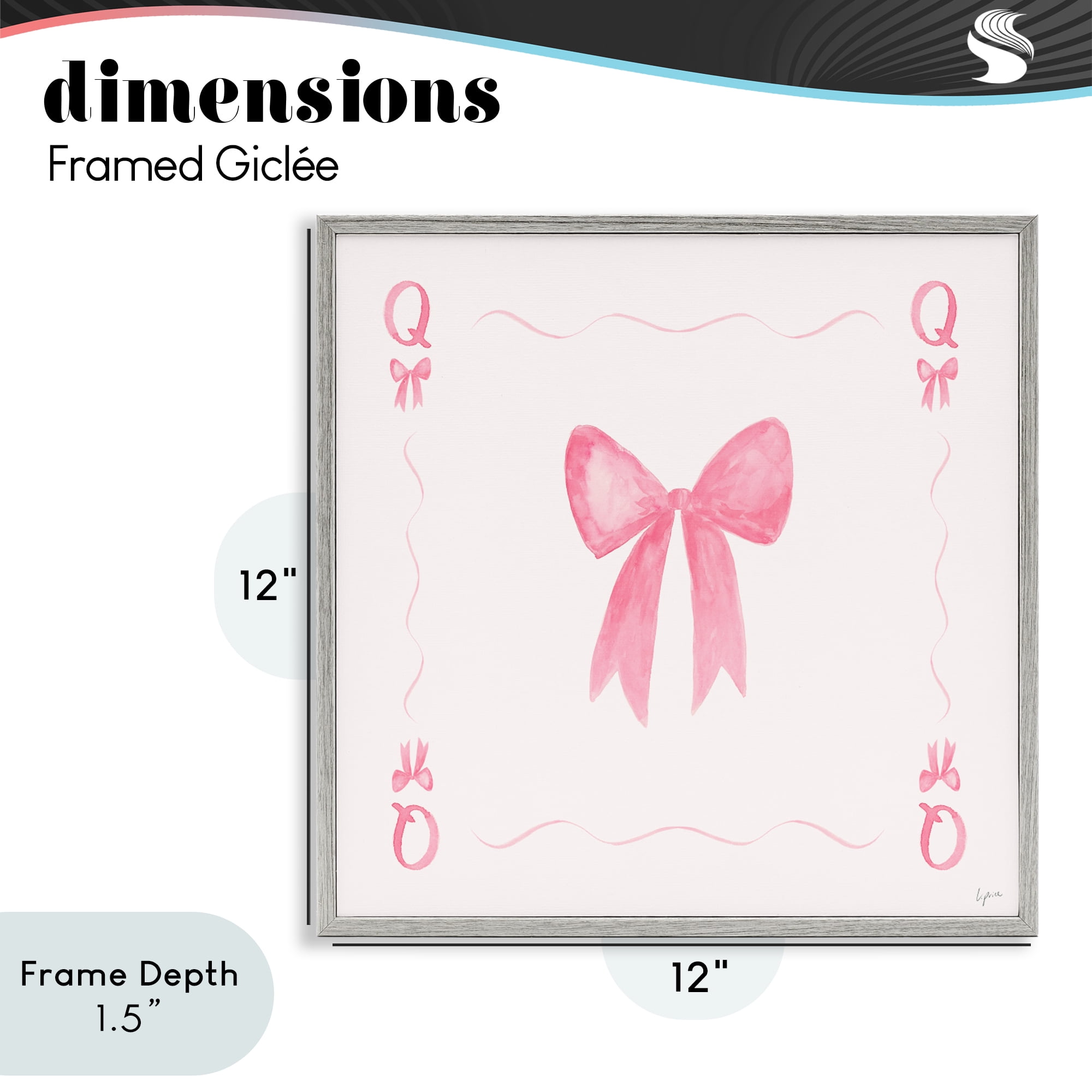 Stupell Industries Queen of Ribbons Card Gray Framed Giclee Art, design by Lucille Price