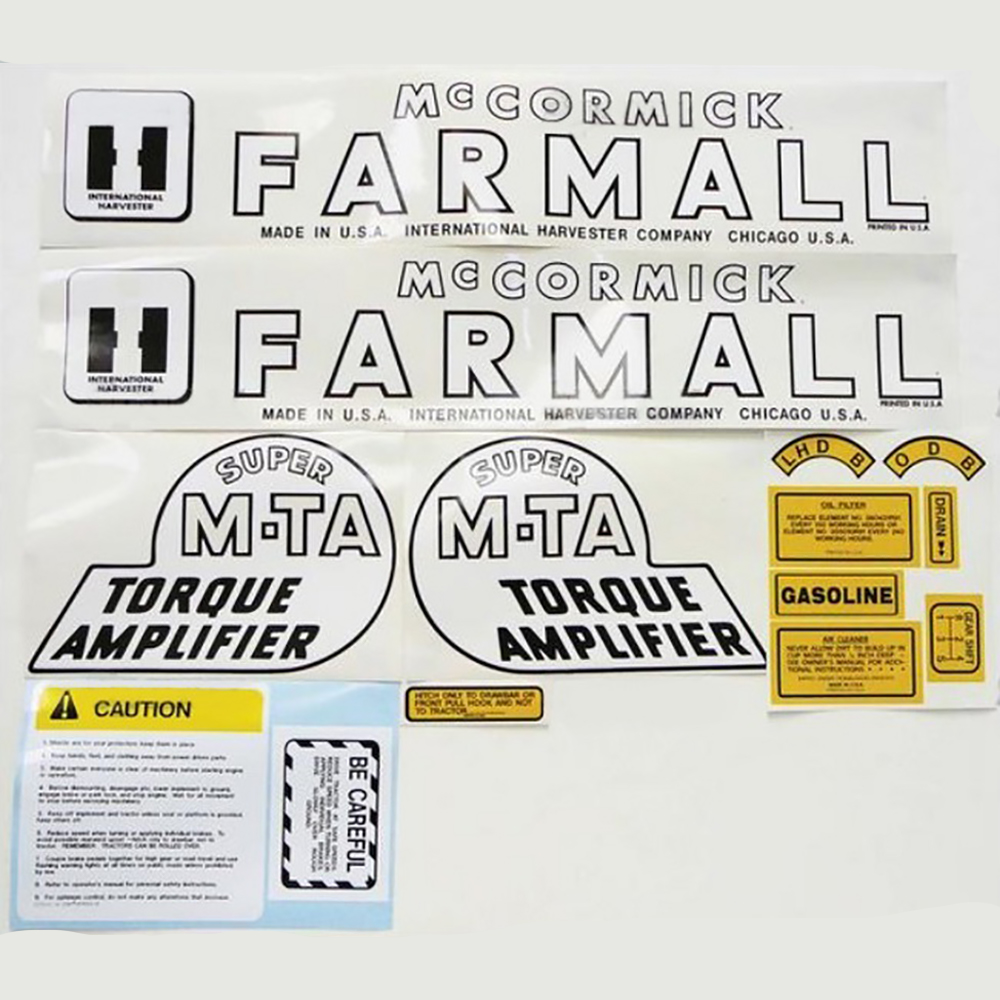 New IH Farmall International Tractor MTA & Super MTA Complete Decal Set