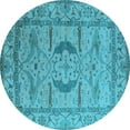 thumbnail image 1 of Ahgly Company Indoor Round Oriental Light Blue Industrial Area Rugs, 3' Round, 1 of 4